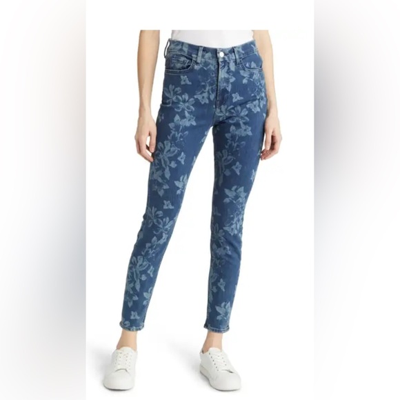 JEN7 by 7 For All Mankind Laser Floral High Waist Skinny Jeans - Picture 1 of 5